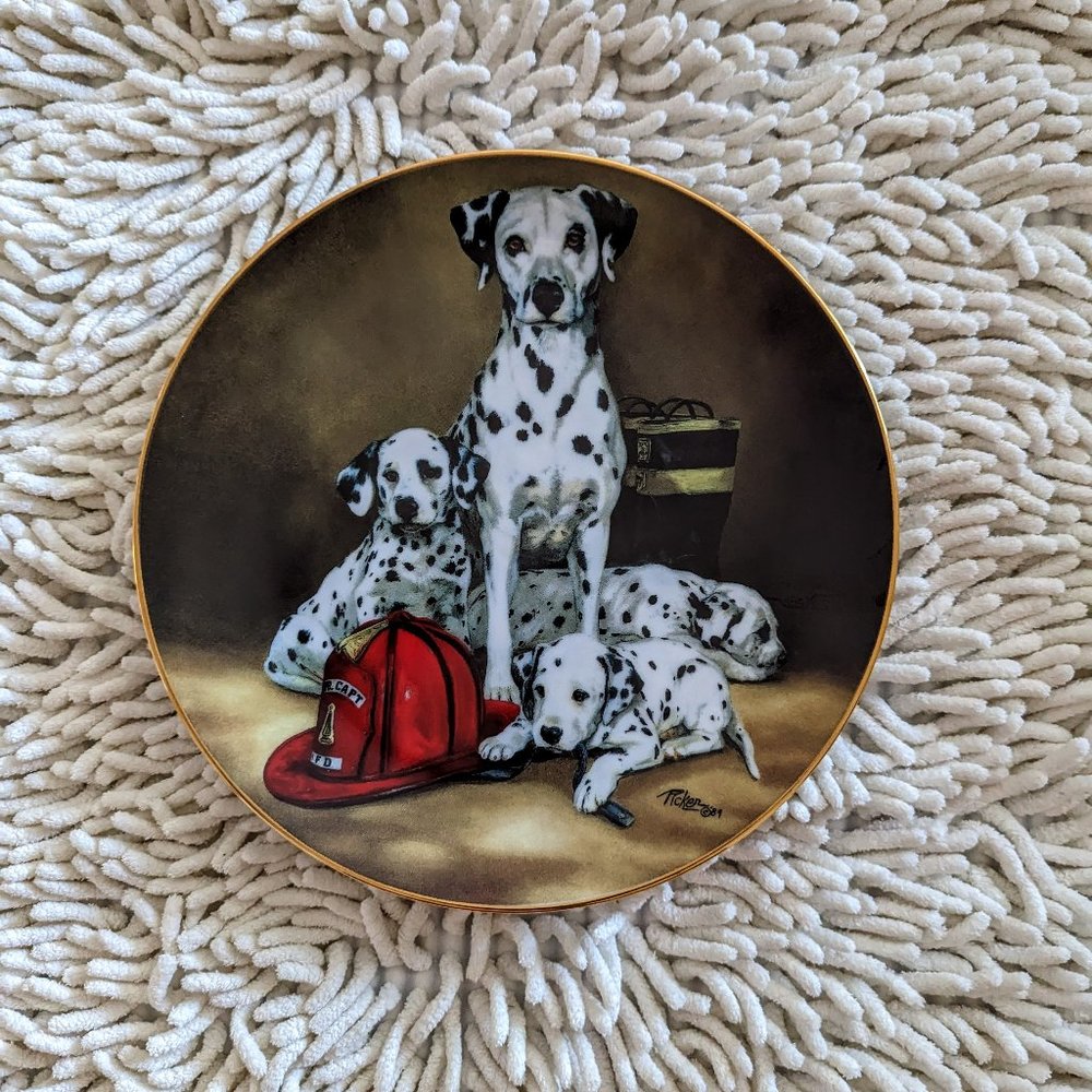 Princeton Gallery fine porcelain " The Fire Brigade"  firehouse plate